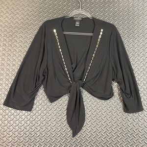 Lane Bryant Front Tie‎ Cropped Long Sleeve Sweater Top Women's Size 22/24W